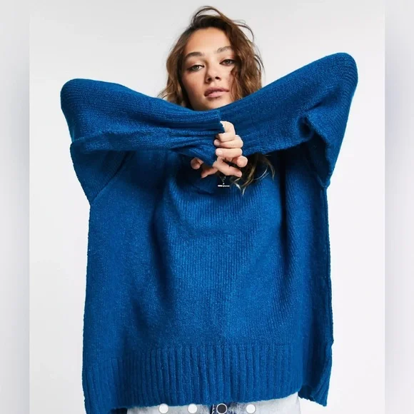 Free People Brookside Sweater Tunic in Blue